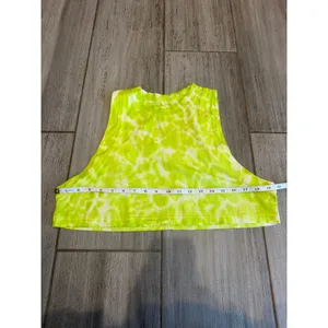 Lululemon All Yours Cropped Tank Top Lime Tie Dye Cotton Womens Size Medium thumbnail 8
