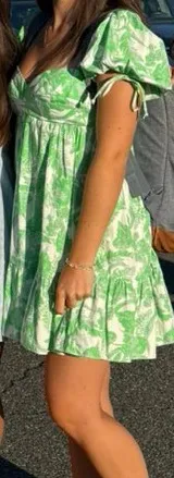 Olivaceous Green Dress Floral thumbnail 1