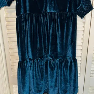 THML Teal Velvet V-Neck Dress thumbnail 4