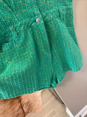 Peach Love California Green Tweed Sequin Utility Romper Size Medium Tournament thumbnail 5