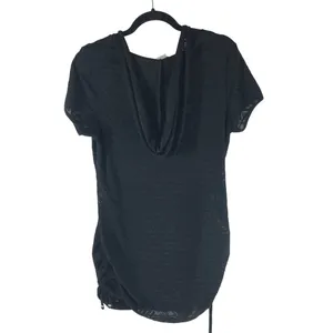 Dotti Swim Cover Dress Hooded Cinch Ruched Short Sleeve Black S thumbnail 2