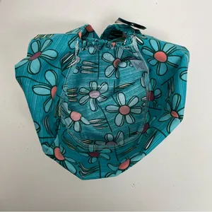 Harmony Scrub Hat Floral Lightweight Elastic Band Retro Boho Cotton Green USA thumbnail 7