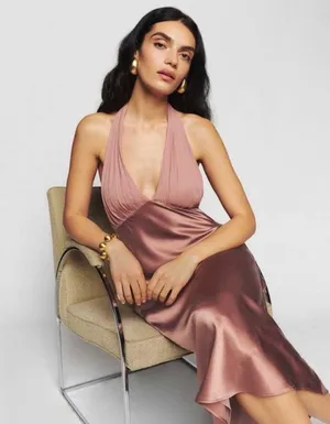 Reformation silk midi halter dress thumbnail 5