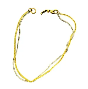 Two-Tone Gold & Silver Double Chain Bracelet With Lobster Clasp 8 Inches A08 thumbnail 3