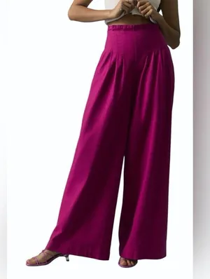 Anthropologie High Rise Pleated Pants Orchid Purple Wide Leg 6 thumbnail 1
