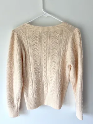 J. Crew Cream Cable Knit Chunky Crewneck Sweater Wool Alpaca Blend Fisherman thumbnail 6