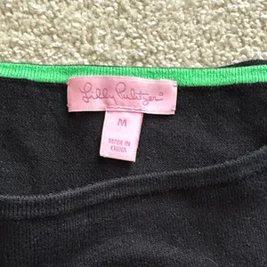 Lilly Pulitzer Black sweater with Blue, white and Green stripes. Boatneck thumbnail 2