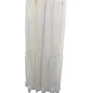 White Eyelet Cotton Embroidered Tiered Maxi Dress Ruffle Strap Boho Cottagecore‎ thumbnail 3