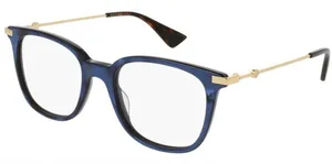Gucci GG0110O 005 Women Blue Gold Rectangle Eyeglasses w/Case‎ Authentic thumbnail 1