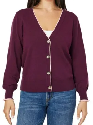 Scotch‎ Soda Amsterdam Medium Burgundy Pink Lined Preppy Cardigan Grandpacore thumbnail 1