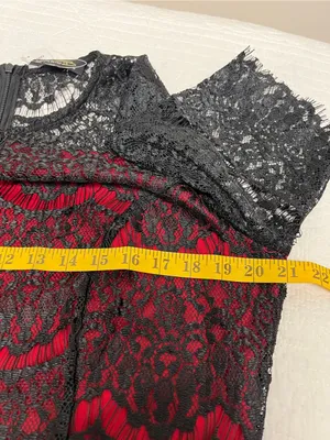 Suzanne Betro Red Black Lace Sheath Midi Dress XL NWT thumbnail 5