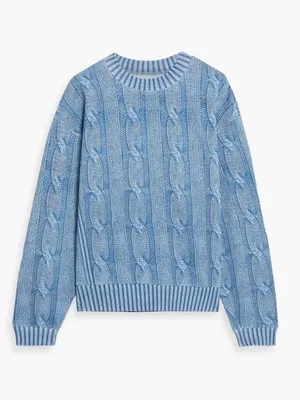 NWT Rag & Bone Miramar Cable-Effect Sweatshirt in Indigo Cotton Fleece M thumbnail 3