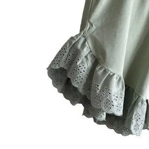 Vero Moda Women Shorts S Sage‎ Eyelet Ruffle Hem Fairycore Festival Coquette thumbnail 3