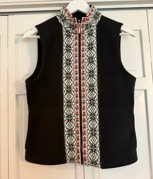 L.L. Bean vintage black Nordic fleece vest size small thumbnail 3