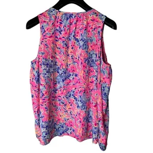 Lilly Pulitzer Finch Top Coco Coral Crab silk top blouse women's size small thumbnail 3
