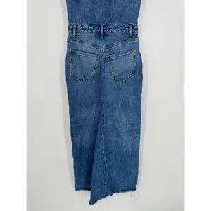 Reformation Tazz Maxi Denim Dress 0 Blue Button Front Slit Spaghetti Strap‎ Raw thumbnail 10