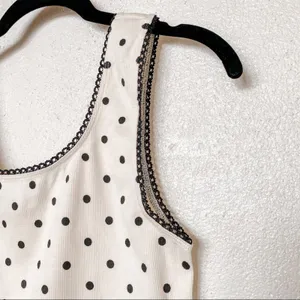 Topshop Polka Dot Picot Crop Top Cream Size 8 thumbnail 3