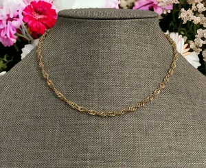 Vintage Gold Tone Twisted Chain Necklace thumbnail 1