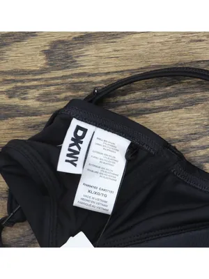 NWT DKNY Womens Molded Underwire Bikini Top Swim DIMTS401 Black XL thumbnail 4