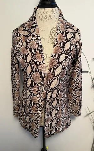 Womens Snakeskin Print Cardigan Brown Size‎ Medium thumbnail 1