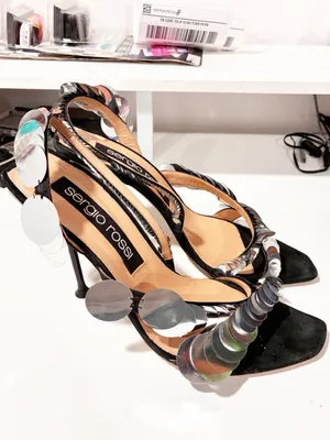 Sergio Rossi Women's SR Milano Paillette Sandal Silver Sequin Heels US Size 9.5 thumbnail 4