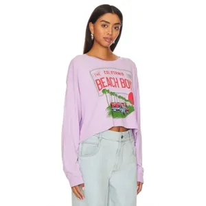 Daydreamer LA Women's Beach Boys License Plate Crop L/S Merch Tee Lavender S $98 thumbnail 6