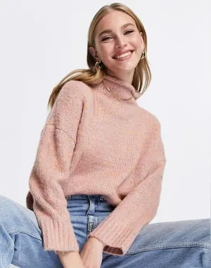 MADEWELL Funnel Neck Sweater In Pink-multi size small‎ thumbnail 1