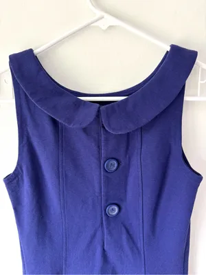 Boden Royal Blue Peter Pan Collared Sheath Mini Dress Preppy Sleeveless thumbnail 5