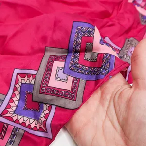 Vintage Pink & Purple Geometric Silk Square Scarf Wraps thumbnail 5