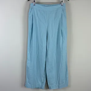 Madewell Pull-On Wide Straight Leg Crop Linen Pants‎ in Blue Heron Size 8 thumbnail 6