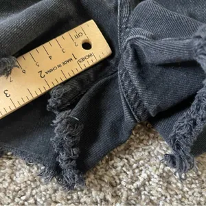 American Eagle Super Destroyed Black High Rise Mom Distressed Denim jean shorts thumbnail 5