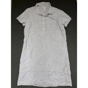 Garnet Hill Suns Out linen relaxed popover shirt dress striped purple Medium thumbnail 9