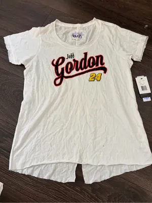 Jeff Gordon 24 White Graphic Tee - Women’s Short Sleeve bling with diamonds Lg thumbnail 1