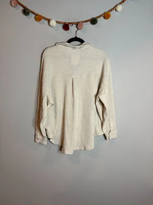 Aerie cream Lumberjill button down waffle shacket thumbnail 5