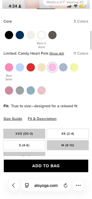 Alo Cropped Accolade Crewneck Candy Heart Pink Medium thumbnail 7