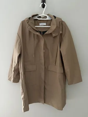 Reserved Oversized Long Hooded Raincoat Women’s L Tan thumbnail 3