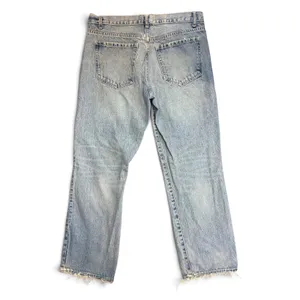 Zara Premium Denim Collection Light Wash Straight Leg Raw Hem Jeans Size 6 thumbnail 2