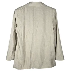 A New Day Womens Linen Blend Blazer Beige Tan Two Button‎ Jacket Size M thumbnail 2