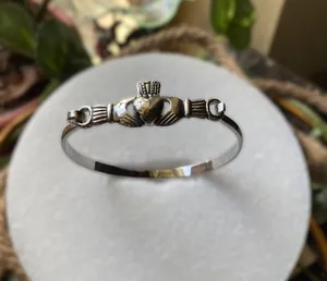 Stainless Steel Claddagh Cuff Bracelet Silver thumbnail 2