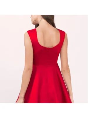 TOBI Skater Fit & Flare Mini Dress In Red Stretch Scoop Back, Size L thumbnail 2