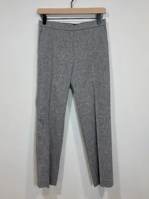 🌟 THEORY 🌟 TREECA PULL ON ELASTIC STRETCH LINEN ANKLE PANT TROUSER GRAY SZ 2 thumbnail 2