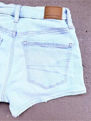 American Eagle Outfitters Light Blue Denim Women's High-Rise Shorts Sz 00 thumbnail 5
