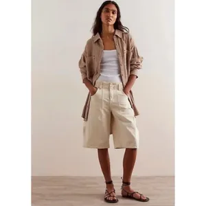 Free People Large Freddie Menswear Oversized Shirt Jacket Shacket Neutral Plaid thumbnail 10