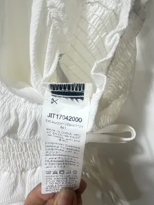 Source Unknown White Ruffled Smocked Crop Top thumbnail 3