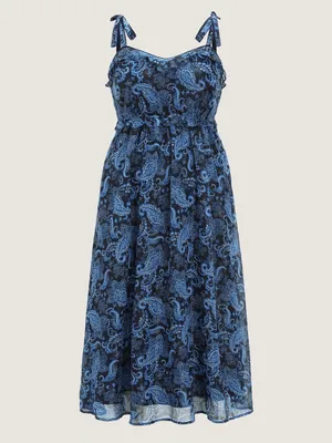 BloomChic Paisley Print Shoulder-Tie Ruffled Maxi Dress Sz.14-16 NWT thumbnail 5