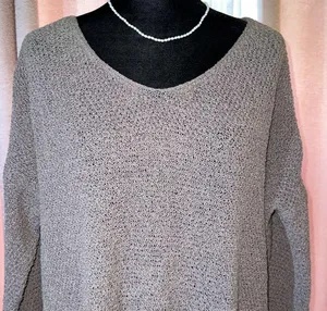 Listicle Size M Beige Loose Knit Oversized Sweater thumbnail 2