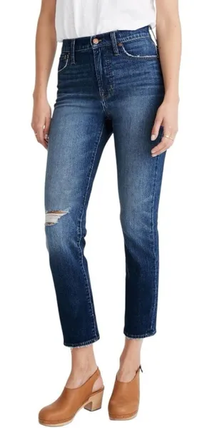 Madewell The Perfect Vintage‎ Crop Jeans Blue Distressed Size 26 Denim Casual thumbnail 1