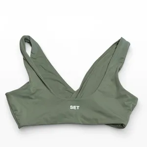 SET Active AirLuxe‎ Wrap Front Sports Bra Sage Green Olive Size Medium Yoga thumbnail 2