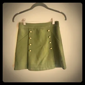 DIVIDED H&M Olive Military Skirt Gold Button Sz 2 thumbnail 2