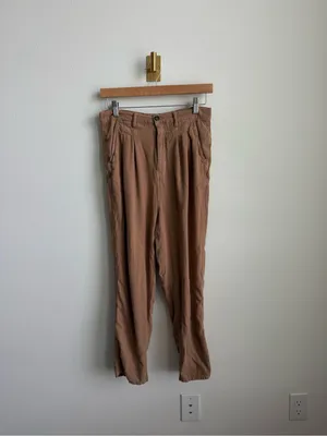 Free People Faded Love Linen Blend Trousers Camel Brown Women's 28 thumbnail 9